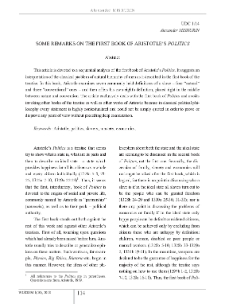 Some Remarks on the First Book of Aristotle’s Politics