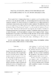Fractal-Synergetic Approach to the Research of Entrepreneurship in the Non-Profit Organizations
