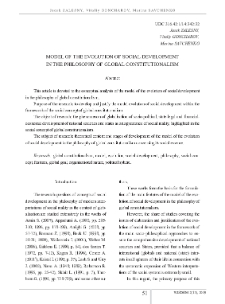Model Of The Evolution Of Social Development In The Philosophy Of Global Constitutionalism