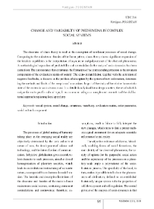 Change And Variability Of Phenomena In Complex Social Systems