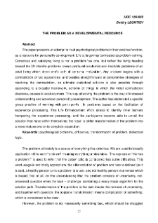 The Problem As A Developmental Resource