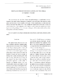 Digitalization Of Communication And The Spiral Of Silence Theory