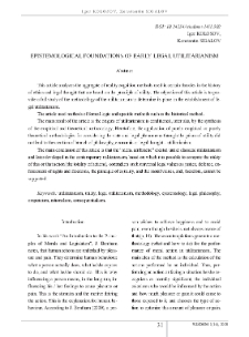 Epistemological Foundations Of Early Legal Utilitarianism
