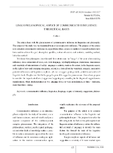 Linguophilosophical Aspect of Communicative Influence: Theoretical Basis