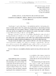 Intellectual Analysis For Educational Path’ Cognitive Modeling: Digital Knowledge forPost-Modern Value Creation