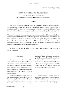 Irony As “Ferment Of Philosophical And Aesthetic Speculation” (By Friedrich Schlegel And Thomas Mann)