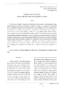 Freedom Of Thought: Legal Protection From Manipulation
