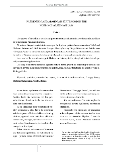 Patriotism And Armenian Statehood In The Norms Of Armenian Law