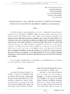 International Legal and Philosophical Aspects of the New Protection Concept of the Common Heritage of Mankind