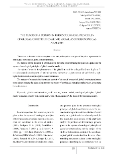 The Place of a Person in the Ontological Principles of Global Constitutionalism: Social and philosophical analysis
