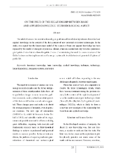 On the Issue of the Relationship Between Basic and Applied Knowledge. Methodological Aspect