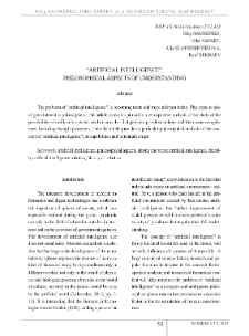 “Artificial Intelligence”: Philosophical Aspects of Understanding