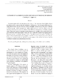 Category of Sacredness in the Discourse of the English Sermon (Theolinguistic Approach)