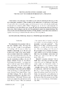 The Philosophy of the Modern Age: The Issue of the Source of Meaningful Presence