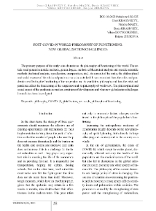 Post-COVID-19 World Philosophy of Functioning: New Globalisation Challenges