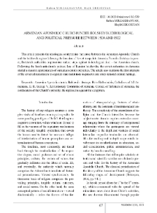 Armenian Apostolic Church Under Bolshevik Ideological and Political Pressure Between 1920 and 1922