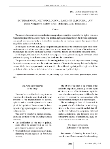 International Methodological Basics of Electoral Law
