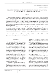 Features of Interaction Between the State and Civil Society in the Context of the Philosophy of Law