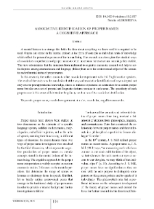 Associative Identification of Proper Names: A Cognitive Approach