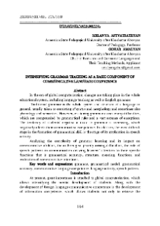 Intensifying Grammar Teaching As A Basic Component Of Communicative Language Competence