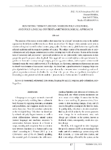 Revisiting Term Studies in Modern Poly-Cultural and Poly-Lingual Contexts: Methodological Approach