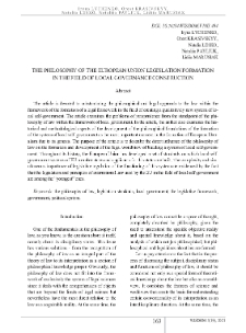 The Philosophy of the European Union Legislation Formation in the Field of Local Governance Construction
