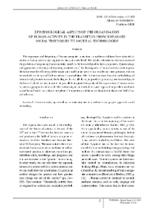 Epistemological Aspects of the Organisation of Human Activity in the Transition from Disparate Social Techniques to Societal Technologies