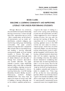 Book Clubs: Building a Learning Community and Improving Literacy for Under-Performing Students
