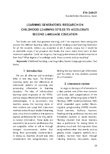 Learning Generators: Research on Childhood Learning Styles to Accelerate Second Language Education