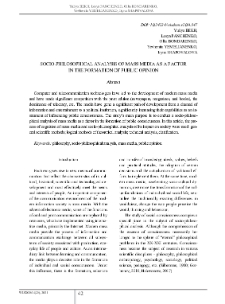 Socio-Philosophical Analysis of Mass Media as a Factor in the Formation of Public Opinion