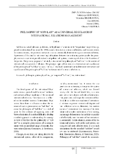 Philosophy of “Soft Law” as a Universal Regulator of International Relations Management