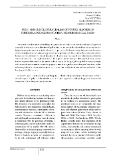 Poly-and/or Multiculturalism of Future Teachers in Foreign Language Instruction: Methodological Facet