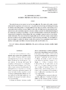 Business Philosophy: Modern Trends and Digital Solutions