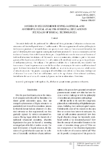 Studies in the Experience of Philosophical and Anthropological Analysis of Digital Education in the Realm of Digital Technologies
