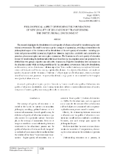 Philosophical Aspect of Forming the Foundations of New Quality of Education by Transforming the Institutional Environment