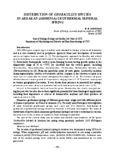 Distribution of Geobacillus Species in Arzakan (Armenia) Geothermal Mineral Spring