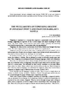 The Peculiarities of Expressing Obscene in Jonathan Swift`S and Francois Rabelais`S Novels