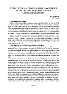 Intercultural Communicative Competence as a Necessary Skill for Foreign Language Learners