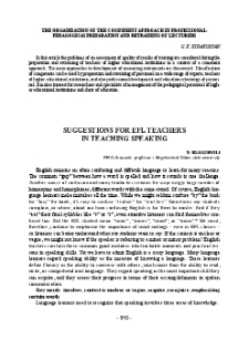 Suggestions for Efl Teachers in Teaching Speaking