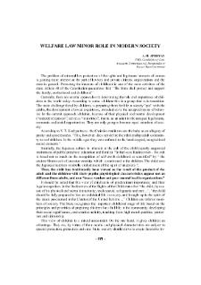 Welfare Law Minor Role In Modern Society