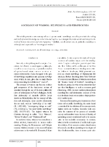 Sociology of Wisdom: The Present and Perspectives