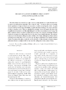 Religious Values in Modern Russian Society: A Philosophical Explication