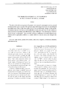 The Problem of Personal Development in the Context of Social Anomie