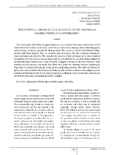 Philosophical and Sociological Nature of the Indonesian Maubesi People’s Natoni Religion