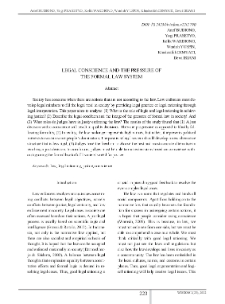 Legal Conscience and the Pressure of the Formal Law System