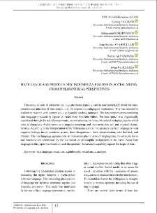 Hate Language Produced by Indonesian Figures in Social Media: From Philosophical Perspectives