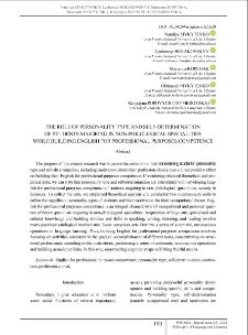 The Role of Personality Type and Self-Determination of Students Majoring in Non-Philological Specialities While Building English for Professional Purposes Competence