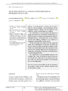 Socio-Philosophical and Socio-Psychological Problems of Old Age