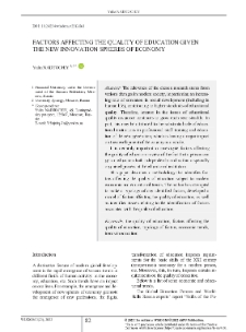 Factors Affecting the Quality of Education Given the New Innovation Spheres of Economy