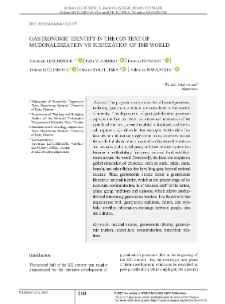 Gastronomic Identity in the Context of Mcdonaldization vs Sushization of the World